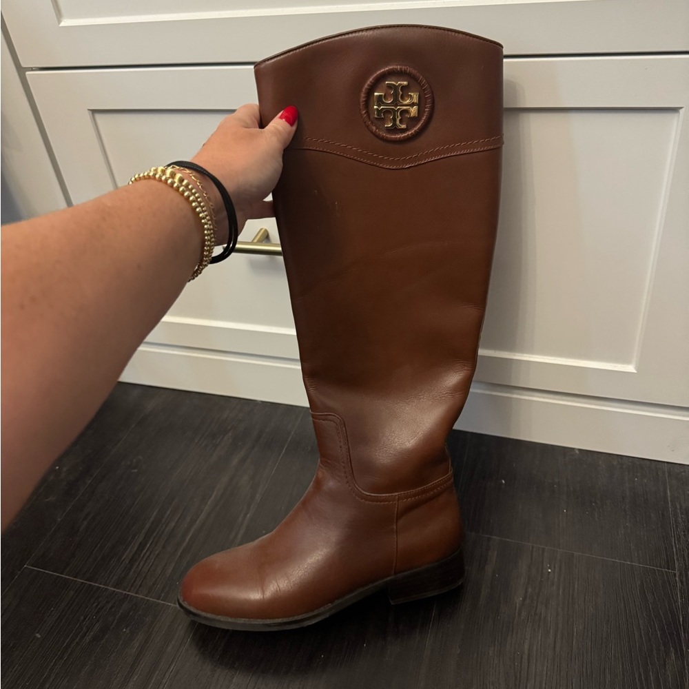 Brown Knee-High Leather Boots Tory Burch - Picture 2 of 4